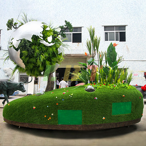 Urban Landscape Green Sculpture Customized Irregular Shape Outdoor Floor Mount Metal <b>Frame</b> <b>Plants</b> Pattern Earth Day - Product Image 1