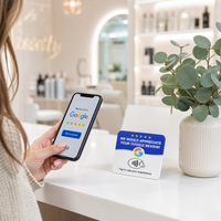 Carte NFC Google Review en acrylique imperméable avec impression de logo personnalisé, puce NTAG213 programmable réutilisable, support adhésif Leadercolor