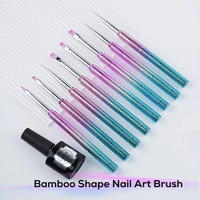 Pinceaux de manucure portables détachables en forme de bambou, manche tout métal de luxe, poils synthétiques, pour peinture sur ongles, DIY, manucure, voyage, usage quotidien