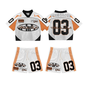 Personalizado sublimado impresión malla Streetwear Retro Crop American Football Shirt Pantalones - Product Image 1