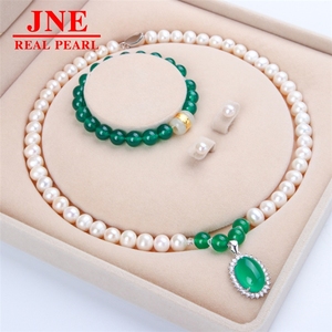 Natürliche Perlenkette mit Chalcedon-Perlen, Chalcedon-Ei-Oberflächen-Perlenkette, Muttertagsgeschenk für Ältere, Muttertag - Product Image 1