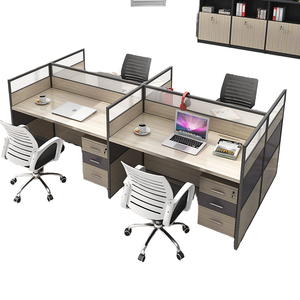 Hiện đại Modular coworking văn phòng bảng 4-6 chỗ ngồi hiện đại bàn làm việc Bảng điều khiển gỗ vật liệu cho mở nhân viên văn phòng - Product Image 4