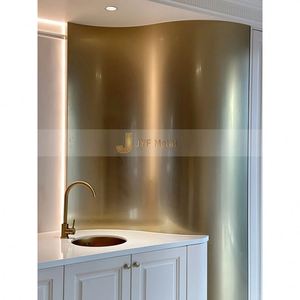 LL201 304 Stainless Steel Plate Bead Blasted Matt <b>Sandblasted</b> PVD Gold Bending Wall Decoration - Product Image 5