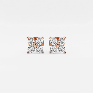Élégantes boucles d'oreilles clous fines à quatre pierres en diamant de laboratoire rond de 1 1/2 carat avec éclat brillant, bijoux de luxe éthiques pour femmes - Product Image 1