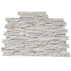 自然な輝きの白い珪岩石Z字型壁被覆6''X24''