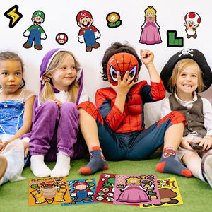 Cadeaux créatifs Cartoon Anime Cool <span class=keywords><strong>Mario</strong></span> Luigi Peach Princess <span class=keywords><strong>Stickers</strong></span> Make-a-Face Puzzle Toys Decoration Wall Cups DIY <span class=keywords><strong>Stickers</strong></span> - Product Image 1