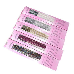 Lot de 12 extensions capillaires synthétiques pré-collées, mèches holographiques métalliques arc-en-ciel, résistantes à la chaleur, pour perruque, présentées en coffret cadeau - Product Image 5