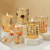 Luxus Hochzeit echte Blume Duft kerze Transparent Gel Wachs Dekorative Kerze Riechen Parfüm Gelee Wachs Aroma therapie Kerzen