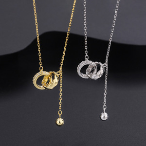 Collier à pampilles entrelacées tendance avec micro-incrustations de diamants pour femme, accessoire de cou polyvalent haut de gamme - Product Image 2