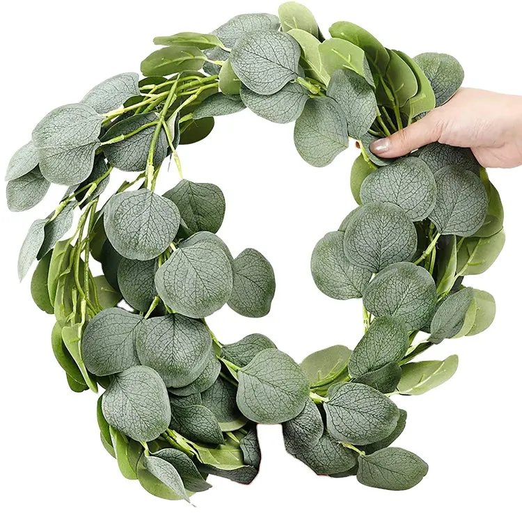Wholesale Silk Lambs Ear Leaves Vine Wreath Hot Sale Artificial Green Fiber Cloth Eucalyptus Garland For Home And Wedding Decor