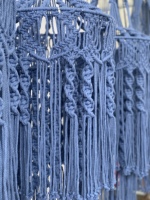 Décoration murale en macramé bleu à franges, abat-jour suspendu, cadeau de déménagement, vente en gros, pour salon