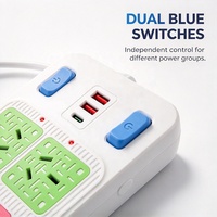 Farbcodiertes Design Multifunktionale 8-fach Australische Steckdosenleiste mit Schaltern und USB-Anschlüssen Verlängerungssteckdose für den Täglichen Gebrauch