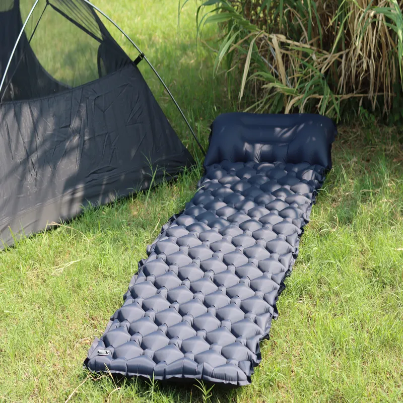 하이킹 및 캠핑 활동을위한 베개가있는 휴대용 단일 풍선 야외 접이식 매트