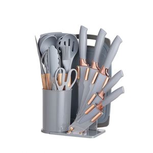 In Stock 19pcs Heat Resistant Silicone Kitchen Accessories with Wood Handle and Cuttings Board <b>Storage</b> Bucket Gadget Set 1587 1 - Product Image 3