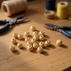 Perline in legno ILAN da 12 mm con foro grande per artigianato e creazione di gioielli - Product Image 3