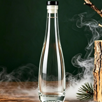 Bouteille vide pour spiritueux 330ml 500ml en verre Super Flint avec bouchon en liège, finition sérigraphiée et pulvérisée pour Gin, Rhum, Whisky, Vodka