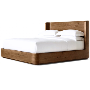 Muebles de Interior de Diseño Moderno, Cama de Madera Maciza para Dormitorio, Cama de Madera Maciza Minimalista para Hotel, Camas King Size con Ruedas - Product Image 4