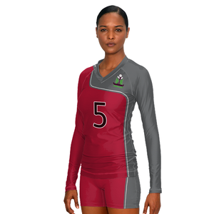 قميص كرة طائرة مخصص بأكمام طويلة مع طباعة بالصباغة التسامية، قماش شبكي قابل للتنفس من السباندكس/البوليستر للنساء - Product Image 4