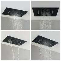 Ensemble de douche cascade HONGDEC en laiton brossé doré non revêtu avec jets latéraux, douchette à main et système de douche thermostatique encastré au plafond