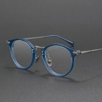 En stock, monture optique ronde en acétate et titane, simplicité, mode, lunettes de haute qualité, lunettes pour hommes et femmes
