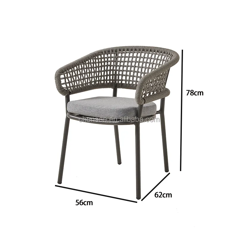 Chaise en rotin synthétique jardin torsadé PE osier chaise de salle à manger moderne couleur naturelle fauteuil en rotin