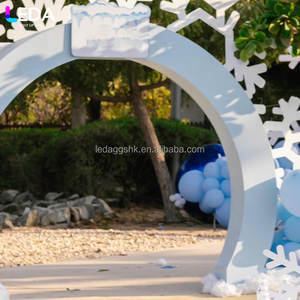 LEDA Modern Wedding Round <b>Backdrop</b> 3D Blue Snowflakes Layered Half Metal Arch for wedding <b>party</b> - Product Image 3