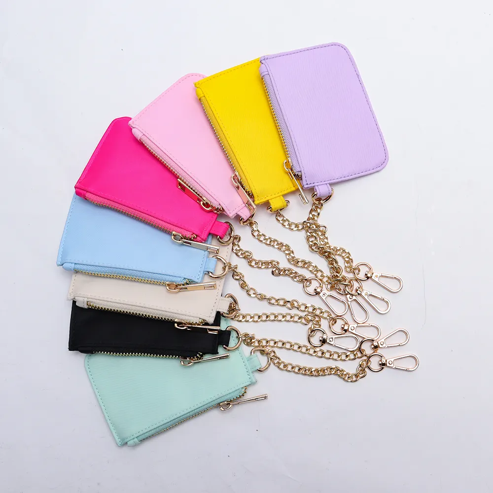 RTS Retail Multiple Color Keychain Wallet Women Ladies ID Card Holder Mini Wrist Keychain Wallet Girl's Cute Nylon Coin Purses