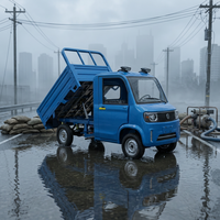 Mini-fourgonnette électrique 2 portes 2 places pour adultes, camionnette de chantier à 4 roues avec batterie au lithium, camion benne électrique