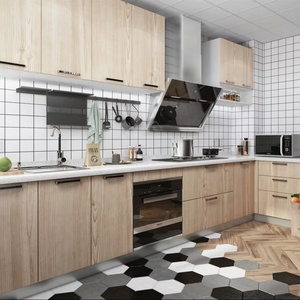 Armoires de cuisine sur mesure de style américain, cuisine à concept ouvert, comptoirs en quartz et étagères ouvertes multifonctionnelles - Product Image 1