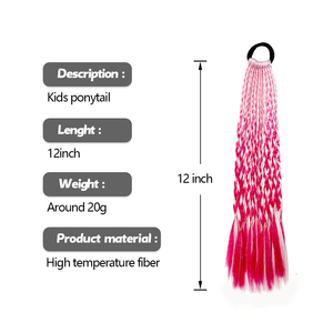 Extensiones de Cabello Coloridas Shinein para Niñas, Piezas de Cabello Trenzadas, Extensiones de Cabello Sintético con Cola de Caballo Trenzada para Niñas - Product Image 2