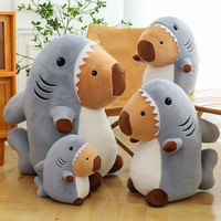 Nouveaux jouets en peluche personnalisables en tissu doux, vente en gros de requins et capybaras avec rembourrage en coton PP, 14 ans et plus, hauteur 31-50 cm