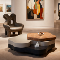 Table basse rotative en pierre frittée multicouche, design créatif, style moderne minimaliste, luxe scandinave, mobilier