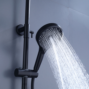 Ensemble de <span class=keywords><strong>douche</strong></span> à effet pluie en laiton à double poignée 3 fonctions avec douchette de plafond et douchette à main en laiton brossé, cartouche en céramique pour usage domestique - Product Image 2