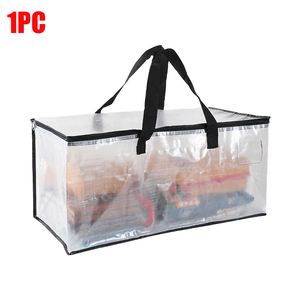Sacs de déménagement HomeHacks, robustes, fermetures éclair solides, poignées, pliables, écologiques, sacs de rangement sous vide en PP tissé transparent - Product Image 5