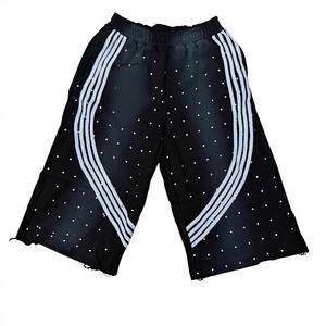 Pantalones Cortos Bermuda Personalizados para Hombre, 100% Algodón, Cintura Media, Cierre con Cordón, Alta Calidad, Lavado Ácido con Efecto Desgastado, Estilo Casual - Product Image 1