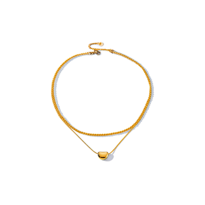 Collar en capas de acero inoxidable 316L con baño de oro PVD, joyería de moda sostenible y resistente. - Product Image 2