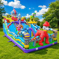 Grand château gonflable d'extérieur, parcours d'obstacles pour enfants, aire de jeux pop-up, matériau PVC, respectueux de l'environnement, sur le thème des animaux