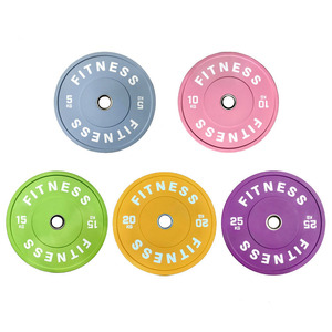 2024 venta al por mayor placas de peso Barbell levantamiento de pesas gimnasio Barbell placas de competición placas de parachoques de goma - Product Image 1