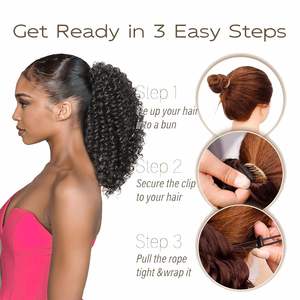 Nuevo, Cola de Caballo Rizada con Cordón, 100% Cabello Humano Remy, Extensiones de Cabello Brasileño, Agarre Seguro, Sin Deslizamiento - Product Image 5
