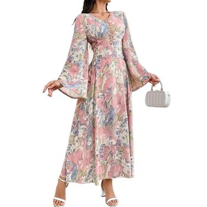 2025 New Fashion Slim Bell Sleeve Dress Muslim Middle Eastern Women Elegant Casual Rayon <strong>Abaya</strong> Printed Summer <strong>Design</strong> XS XXL - Product Image 5