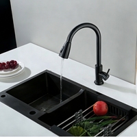 Robinet de cuisine moderne à poignée unique, monotrou, flexible, extractible, rotatif à 360 degrés, en acier inoxydable, pour usage hôtelier, eau chaude et froide