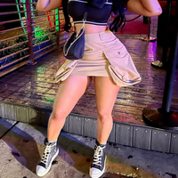 Lässige Damen röcke Neuestes Design Streetwear Mini No Panties Kurze Khaki-Röcke mit Tasche