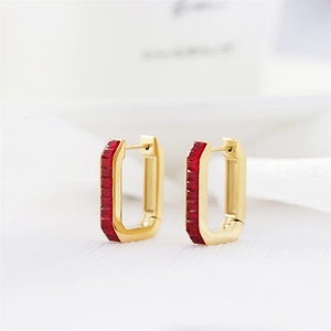 Pendientes Geométricos de Acero Inoxidable con Baño de Oro de 18k y Cristales, Venta al Por Mayor - Product Image 2