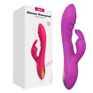 G-spot Vibrator kelinci dengan 12 mode tahan air Dildo Vibe pijat ganda mainan seks Vibrator manik-manik Anal untuk wanita