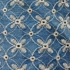 100% Cotton Chambray <b>Fabric</b> Embroidered Woven Stretch Medium <b>Weight</b> 140~160gsm 58'/60' for Outdoor Use for All Ages - Product Image 1