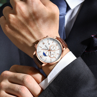 Conjunto de reloj de diseñador para hombre de alta calidad, resistente al agua, verde, transparente, estilo empresarial, banda de cuero, movimiento de cuarzo, posición de esfera