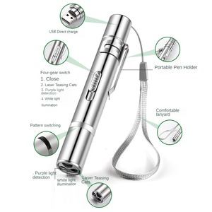 Juguete para Gatos con Luz Morada Recargable por USB, Láser con Múltiples Patrones, Divertido Lápiz Interactivo para Gatos, de Plástico Resistente, para Mascotas, Perros - Product Image 5