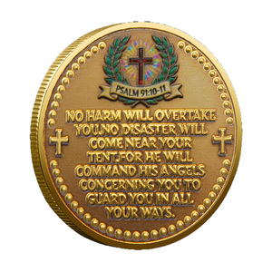 Pièce de collection commémorative en métal sur le thème de Michael, le Tueur de Dragons, avec verset biblique Psalm 91:10-11, cadeau souvenir - Product Image 3