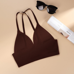 <span class=keywords><strong>Reggiseno</strong></span> Coreano Sexy da Donna, Triangolare Senza Cuciture, Incrociato sulla Schiena, Scollatura Profonda a V, Comodo Senza Ferretto, Colore <span class=keywords><strong>Marrone</strong></span> - Product Image 5