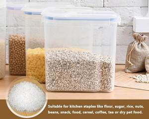 Juego de 4 Recipientes de Plástico Transparente de Alta Resistencia para Almacenamiento de Alimentos Secos con Tapa, para Arroz, Té y Granos, 4L - Product Image 2